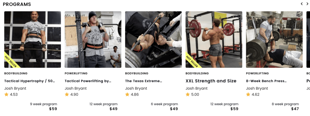 A poster of different gym programs with their prices